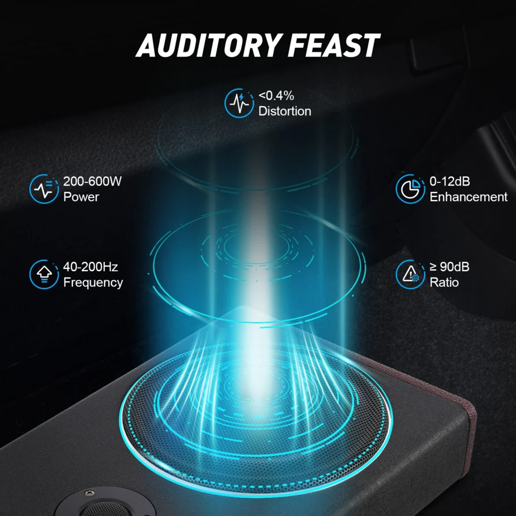 8-calowy aktywny subwoofer samochodowy pod siedzenie , ultracienki, wzm…