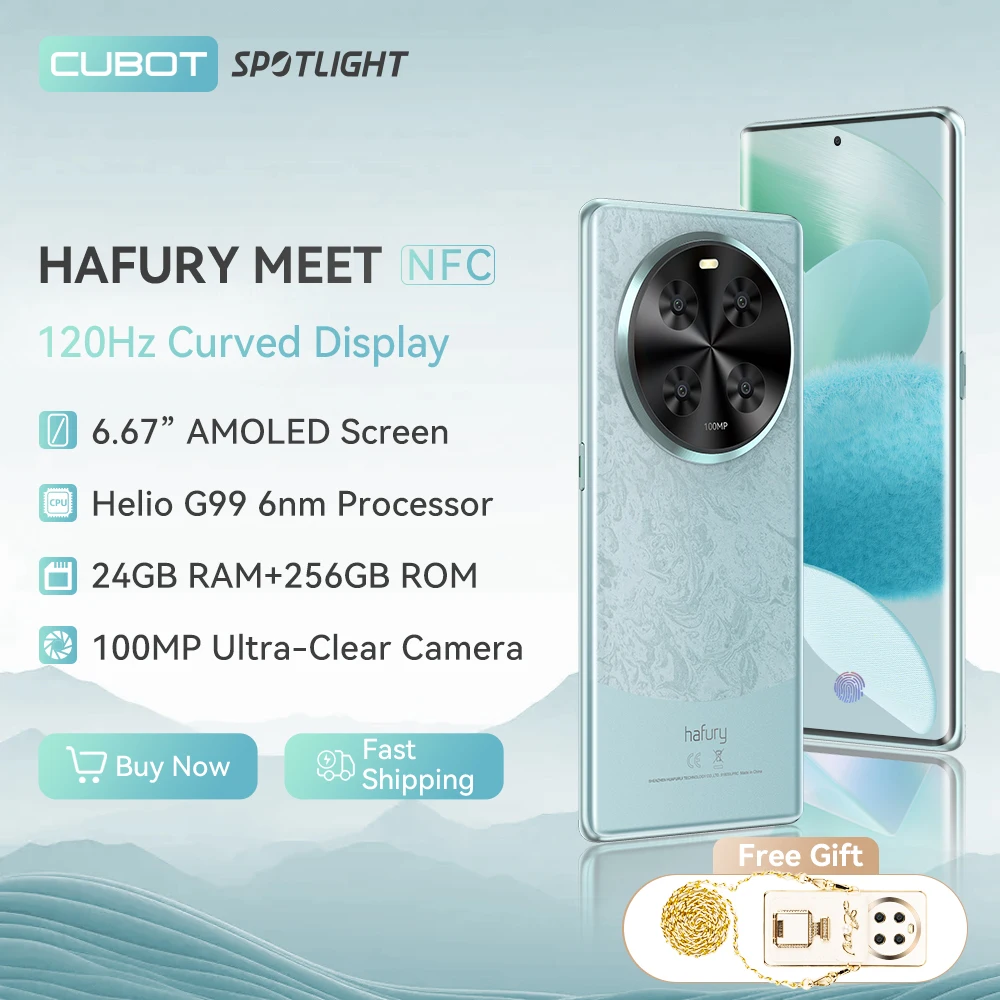 Cubot Hafury Meet, smartfon z androidem, zakrzywiony ekran AMOLED 6,67…