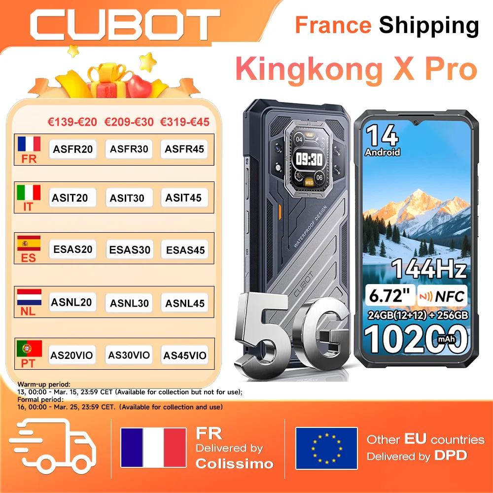 CUBOT KINGKONG X Pro (12+12) Android 14 Wytrzymały smartfon 5G Dimensit…