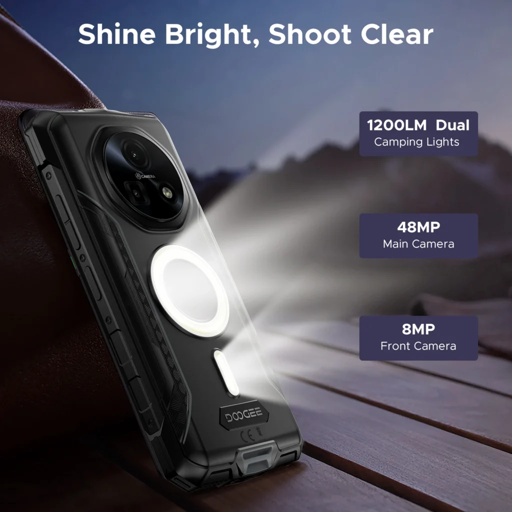 DOOGEE Fire 5 Ultra Wytrzymały Telefon 32GB 256GB Bateria 13000mAh Helio G81 6.6” Kamera 48MP Latarka Kempingowa NFC Android 15 Smartfon
