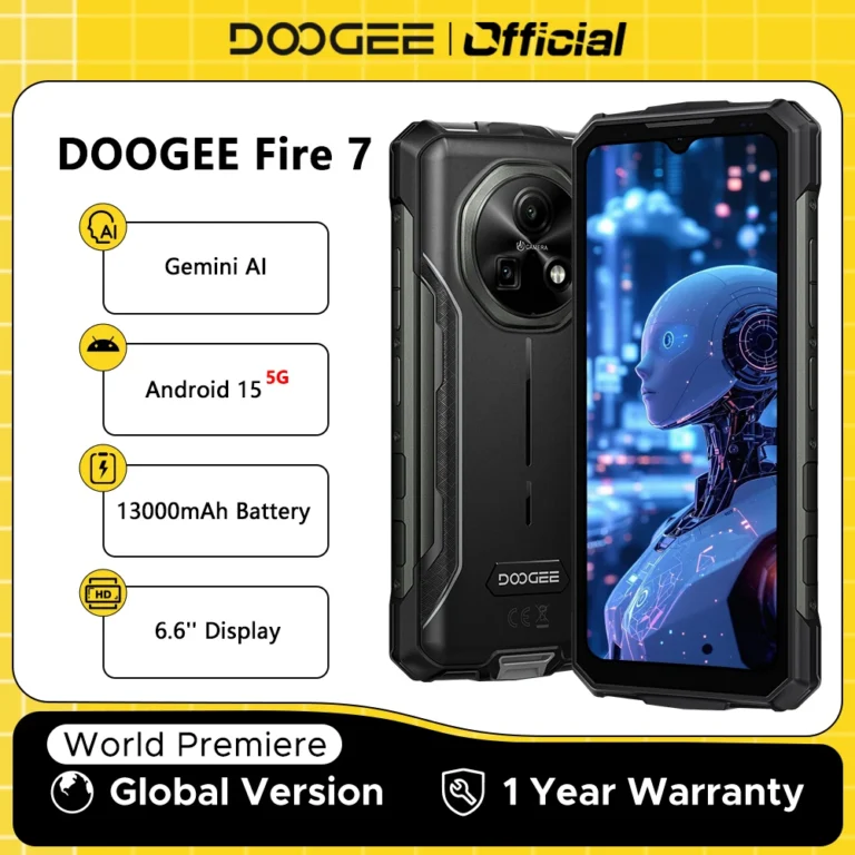 DOOGEE Fire 7 5G Wytrzymały telefon Gemini AI 13000mAh Bateria 6,6'' Wyświetlacz 64MP Kamera Dimensity 6300 Android 15 Smartfon NFC - zdjęcie 1