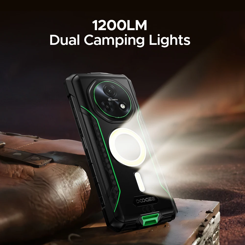 DOOGEE Fire 7 Pro 5G Wytrzymały Telefon z Podwójnymi Latarkami Kempingowymi 1200LM, Obsługą PoC, Baterią 13000mAh, Ekranem 6.6” i Systemem Android 15