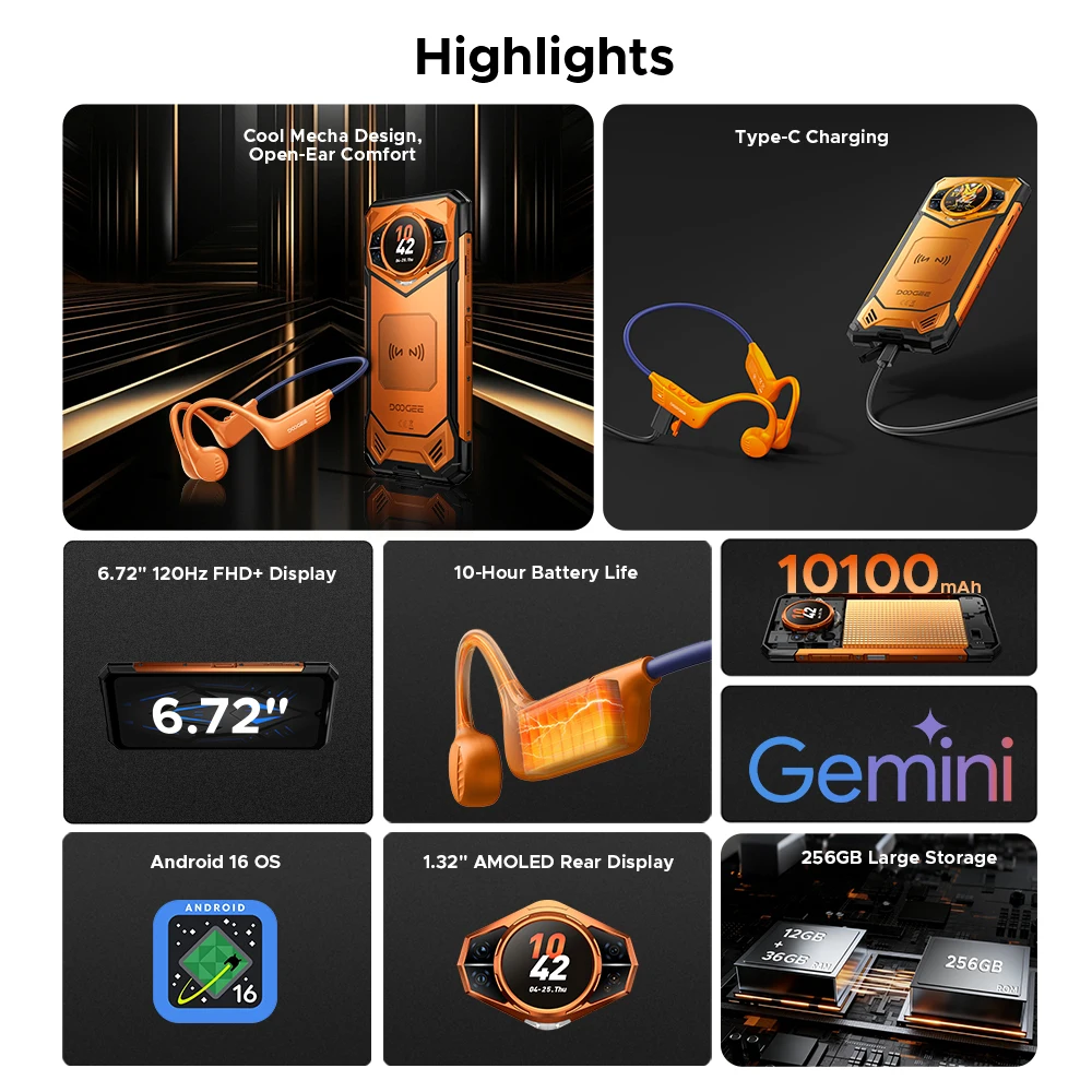 DOOGEE S200 5G Wytrzymały Telefon Android 16 Gemini AI 48GB 256GB 6.72