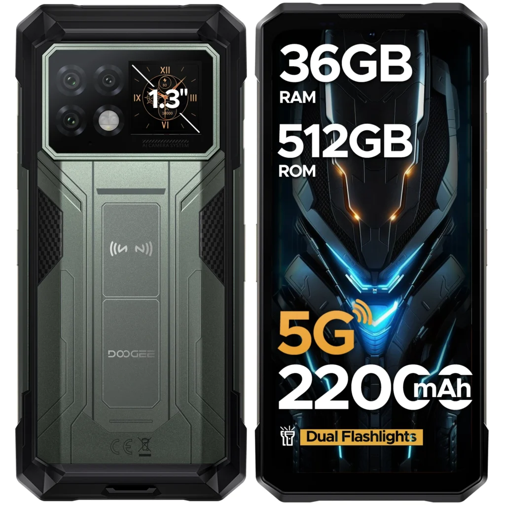 DOOGEE S200 Max 5G Wytrzymały Telefon 1.32” Wyświetlacz na Tył Podwójna Latarka 22000mAh Bateria 66W 6.72” 120Hz 16GB 512GB Smartfon