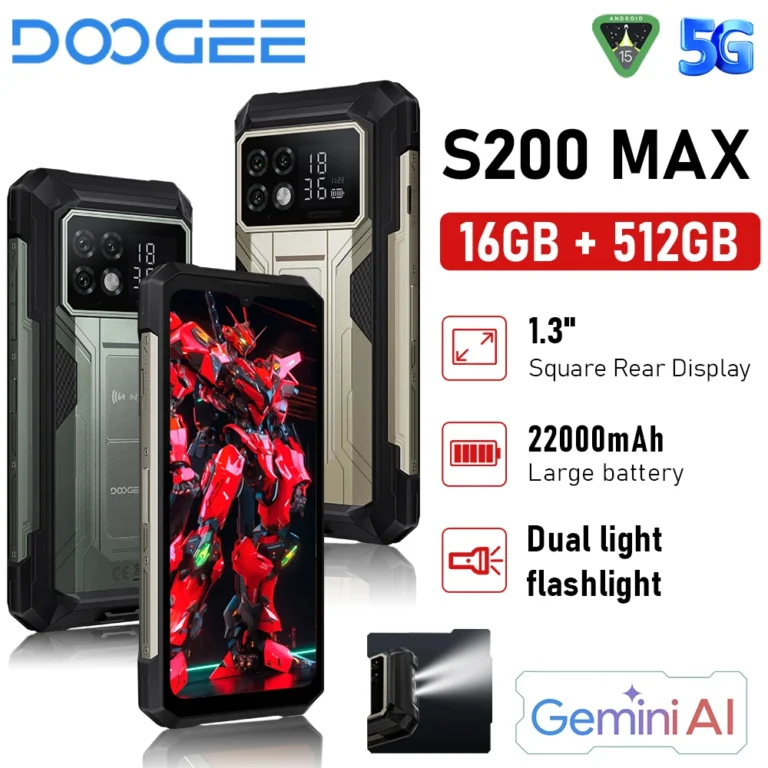 DOOGEE S200 Max Wytrzymały telefon 6,72” 120 Hz 1,32” Wyświetlacz tylny Telefon przenośny 36 GB + 512 GB 22000 mAh 66 W Smartfon Android 15 NFC - zdjęcie 1