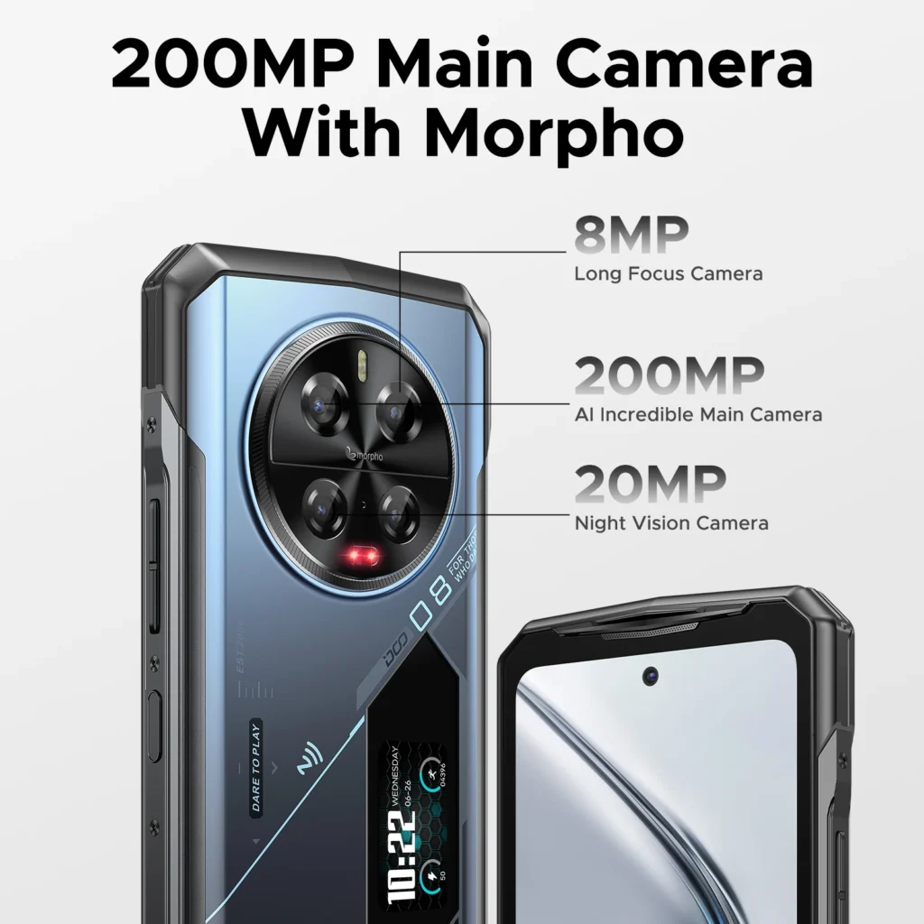 DOOGEE V40 Pro 5G – Wzmocniony telefon, Aparat AI 200MP, ekran 6.78
