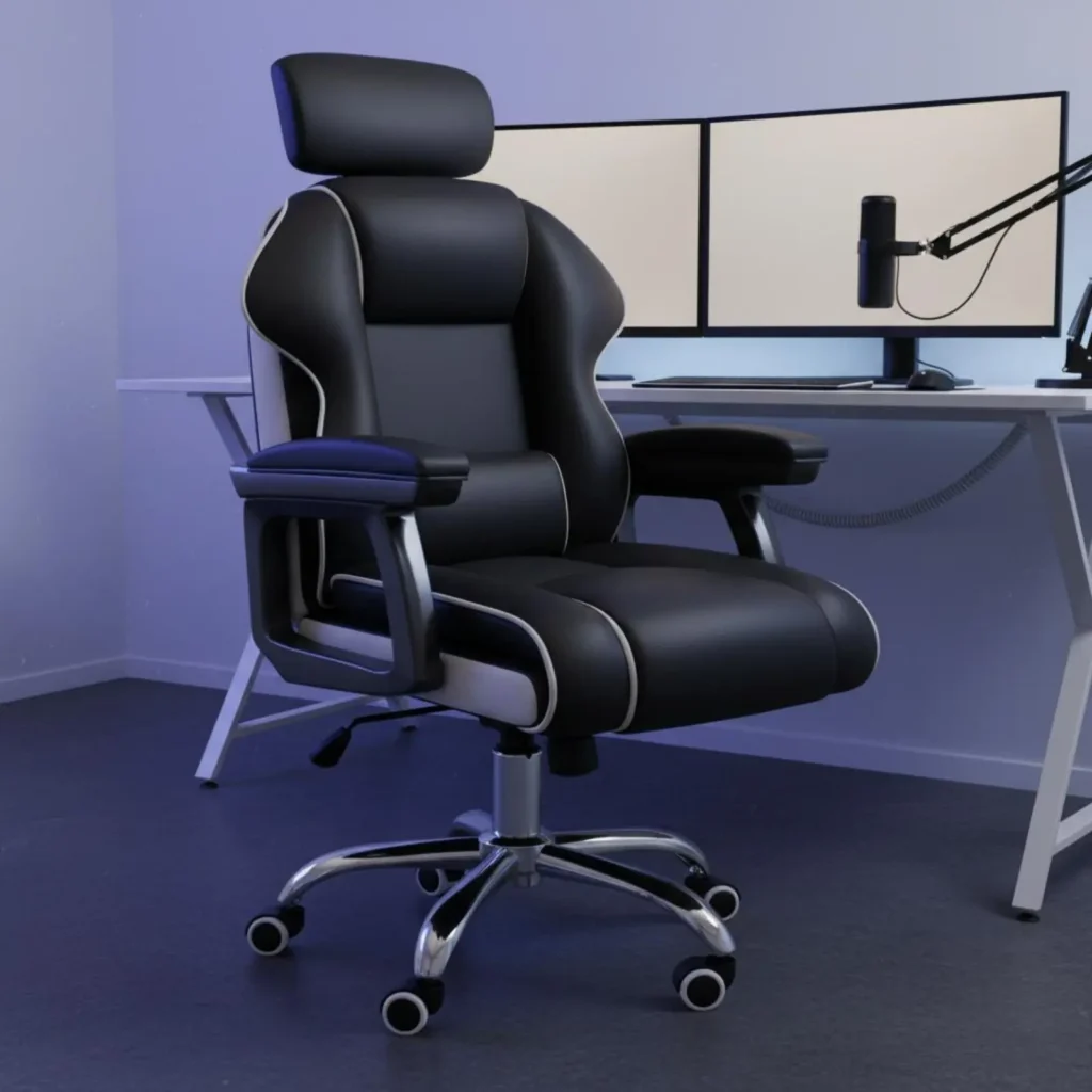 Ergonomiczne krzesło gamingowe z regulacją wysokości, wysokie oparcie, obrotowe krzesło biurowe z pełnym rozkładaniem, wyściełane podłokietniki dla streamerów, do sypialni