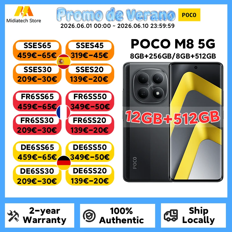 Globalna Wersja POCO M8 5G Smartphone Snapdragon 6 Gen 3 Wyświetlacz AM…