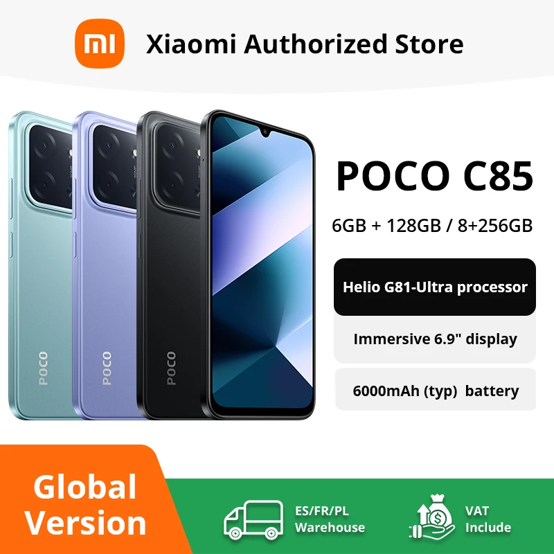 Globalna wersja smartfona POCO C85 NFC MediaTek Helio G81-Ultra 6.9-cal…