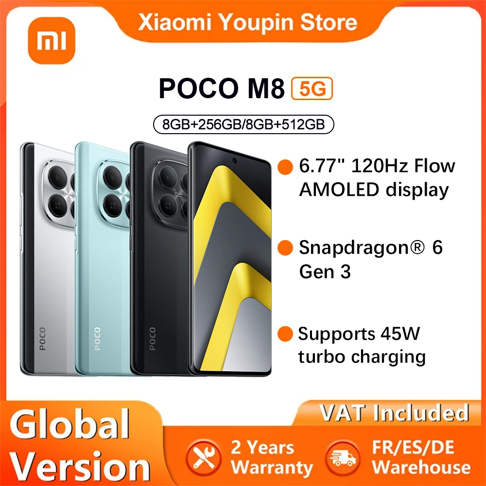 Globalna wersja smartfona POCO M8 5G, 5G, 6,77 cala