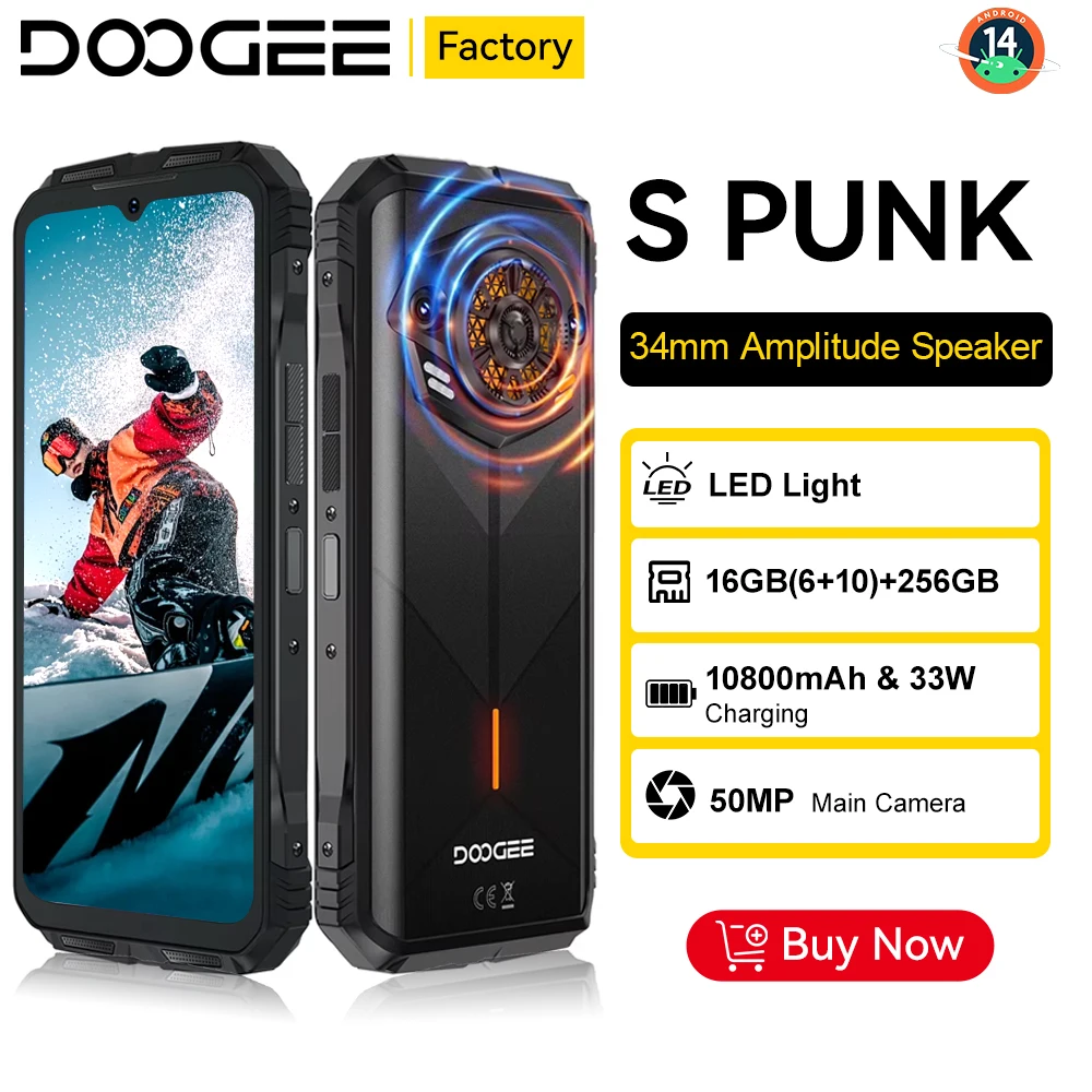 Globalna wersja wytrzymałego smartfona DOOGEE S Punk z systemem Android 14, 6,58