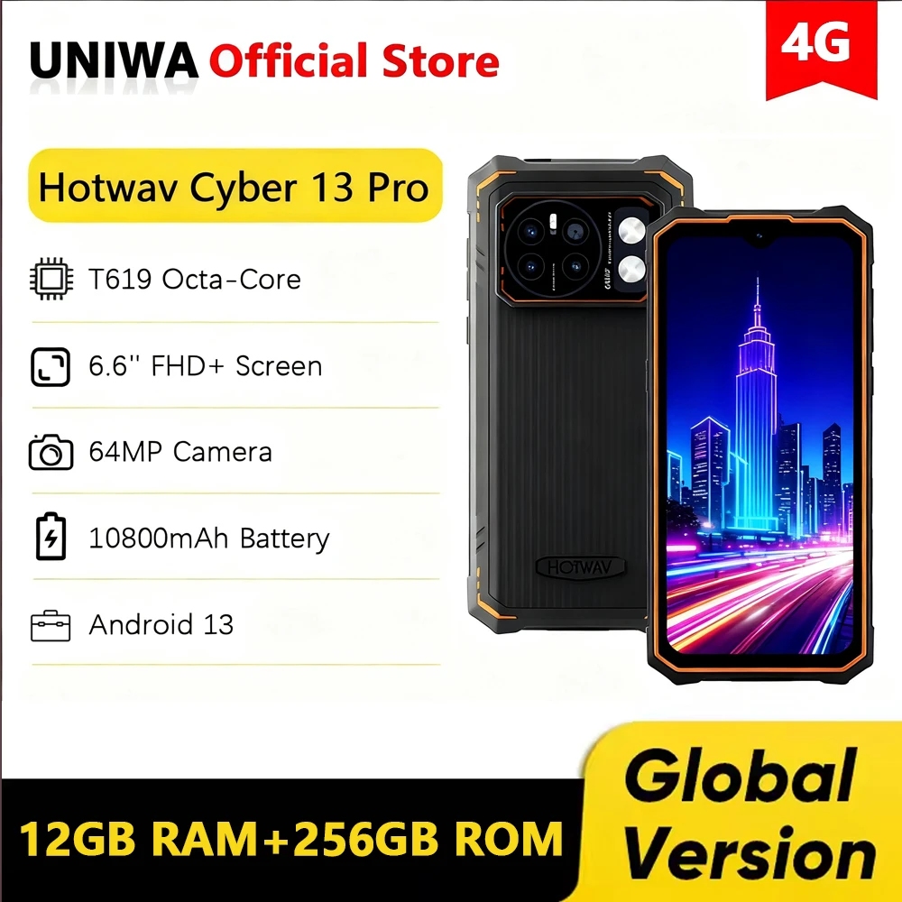 HOTWAV Cyber 13 Pro Wytrzymały Telefon Bateria + Telefon Komórkowy Apar…