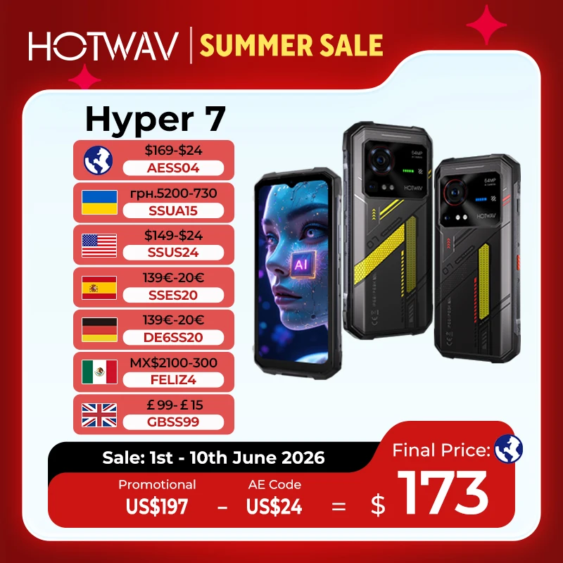 HOTWAV Hyper 7 Wytrzymały telefon 5G Smartfon 6.6” FHD+ 2K Wyświe…
