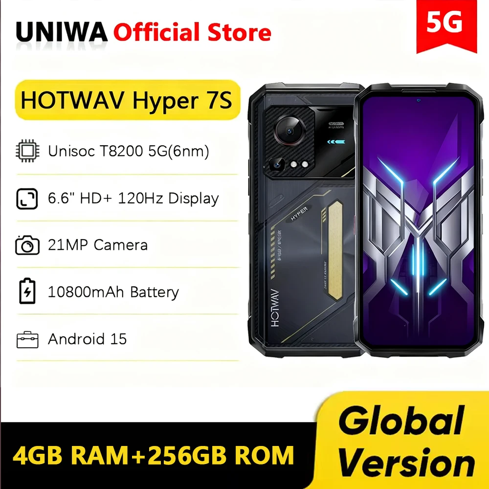 HOTWAV Hyper 7S 5G Wytrzymały Smartfon Android 15 IP68/IP69K + 6.6 Calo…