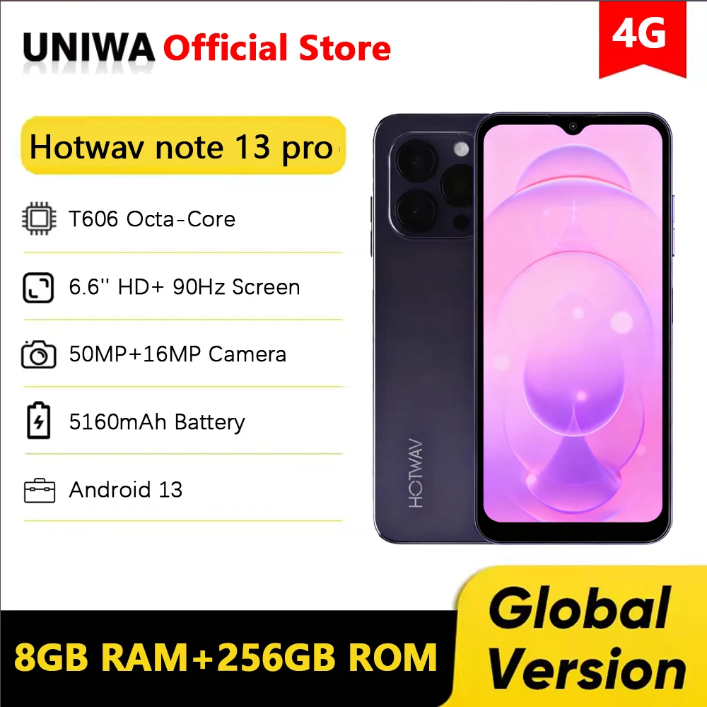 HOTWAV Note 13 Pro 4G Smartphone Ultra Cienki 6,6-calowy Ekran HD Octa…