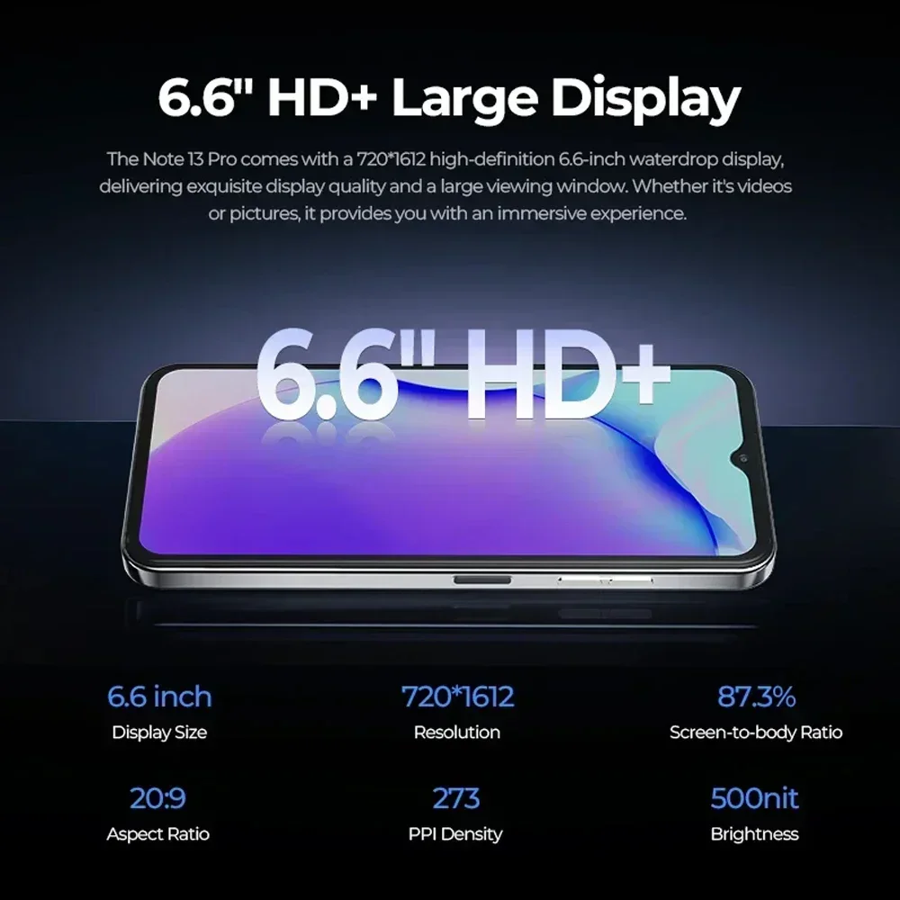 HOTWAV Note 13 Pro 4G Smartphone Ultra Cienki 6,6-calowy Ekran HD Octa…