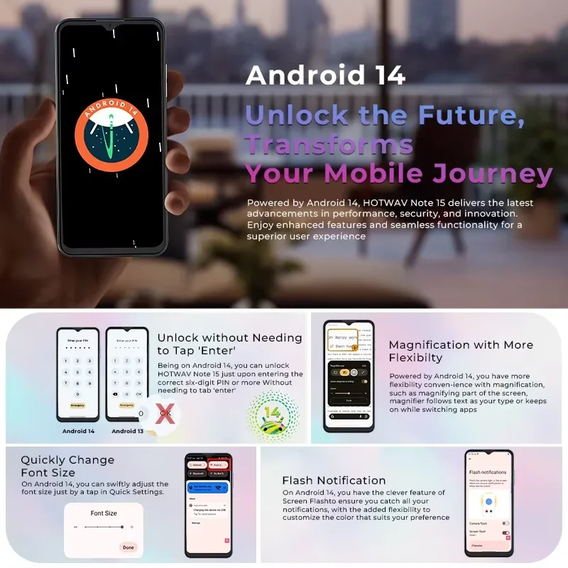 HOTWAV Note 15 ultracienkie smartfony 4G Android 14 OS 6.6” HD+ 8…