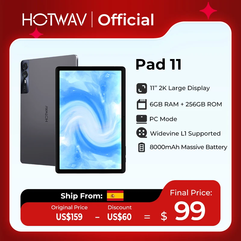 HOTWAV Pad 11 Tablet 11” 2K Display Quad-loudspeaker PC Mode Pad…