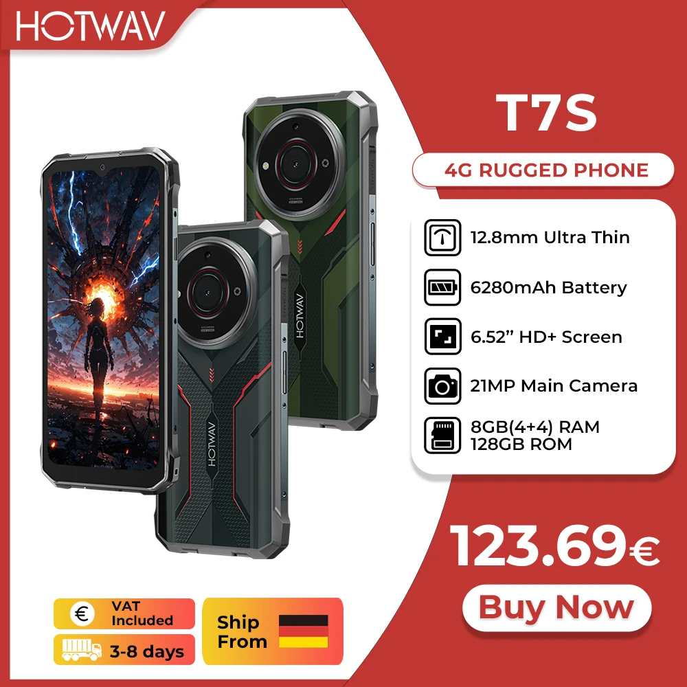 HOTWAV T7S Wytrzymały smartfon Ultra cienki 6,52 ” HD