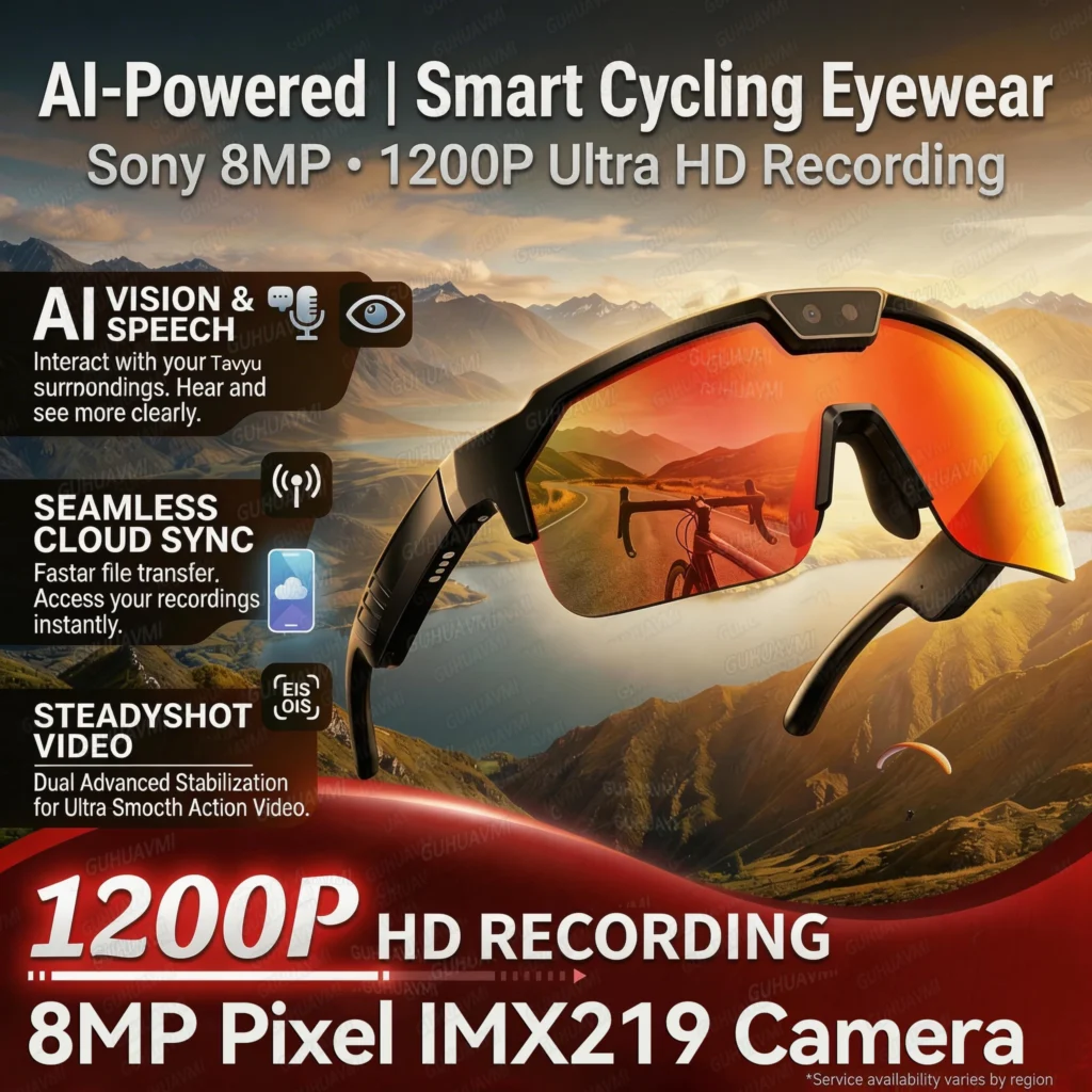 Inteligentne okulary AI 2026 z kamerą 1200P 4K, stabilizacją obrazu, wi…