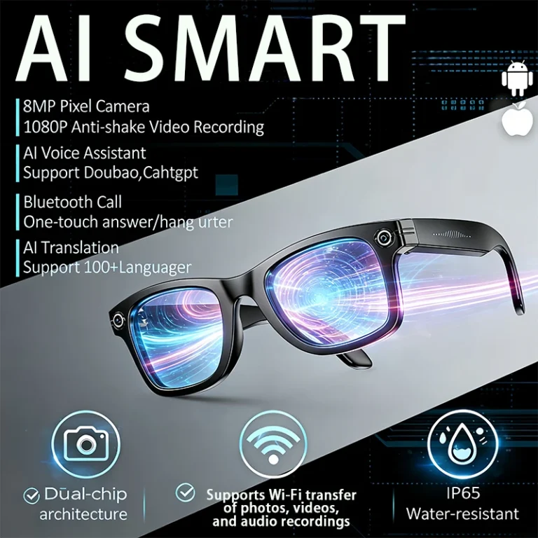 Inteligentne okulary AI z kamerą 8MP, nagrywaniem wideo, tłumaczeniem 100+ języków, przeciwsłoneczne, Bluetooth, odtwarzanie muzyki, 2026 - zdjęcie 1