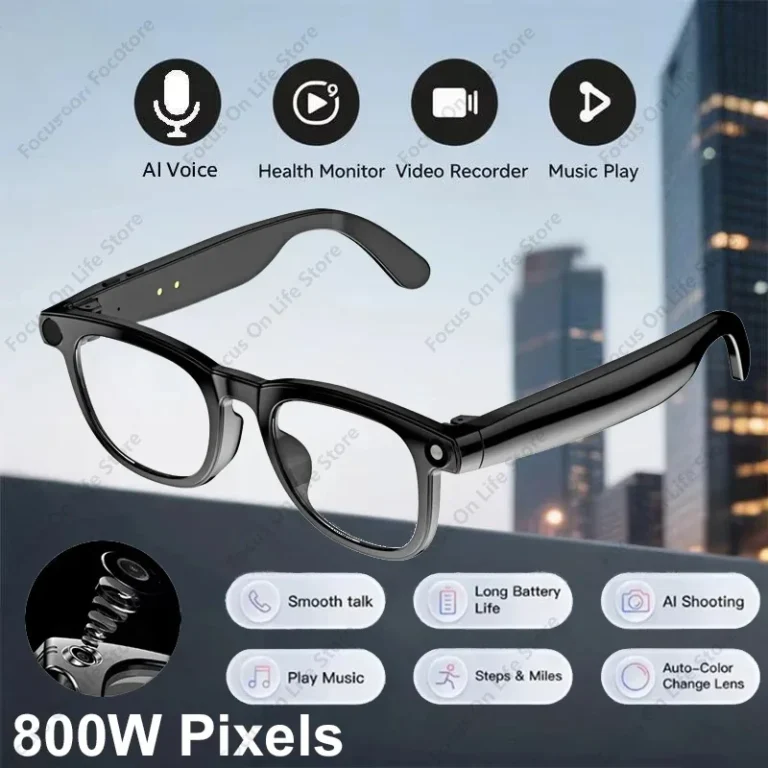 Inteligentne okulary AI z kamerą HD 800W, technologia Black Technology, tłumaczenie obrazów, Chat GPT, wideorozmowy, zdjęcia, wodoodporne, unisex - zdjęcie 1