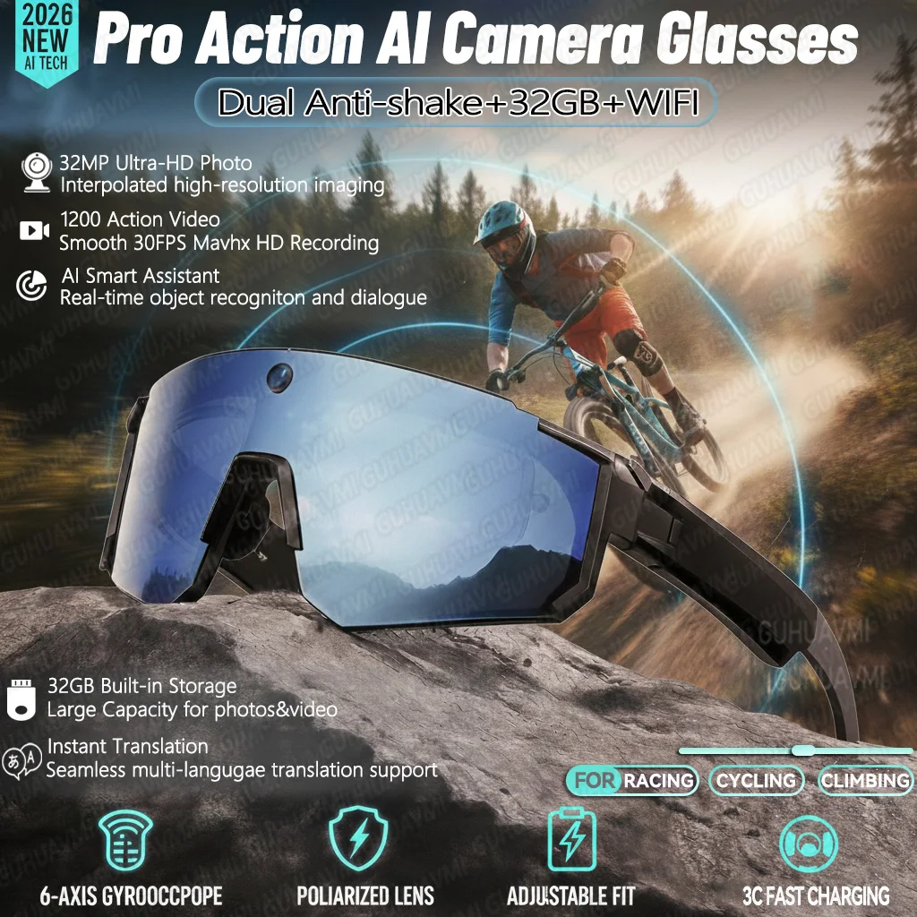 Nowe inteligentne okulary AI do nagrywania i zdjęć HD ze stabilizacją o…