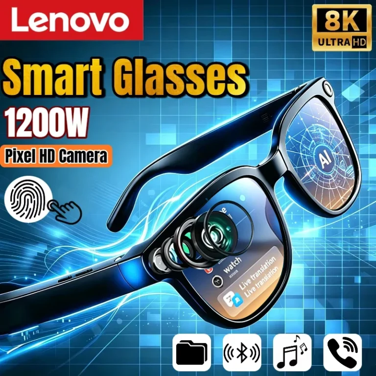 Okulary Lenovo AI Smart Glasses 8K z pilotem, dotykowym panelem, aparatem, nagrywaniem, asystentem głosowym, tłumaczem i Bluetooth - zdjęcie 1