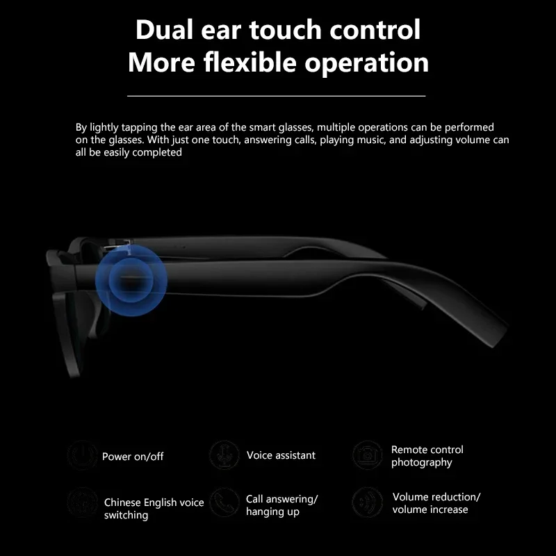 Okulary Lenovo AI Smart Glasses 8K z pilotem, dotykowym panelem