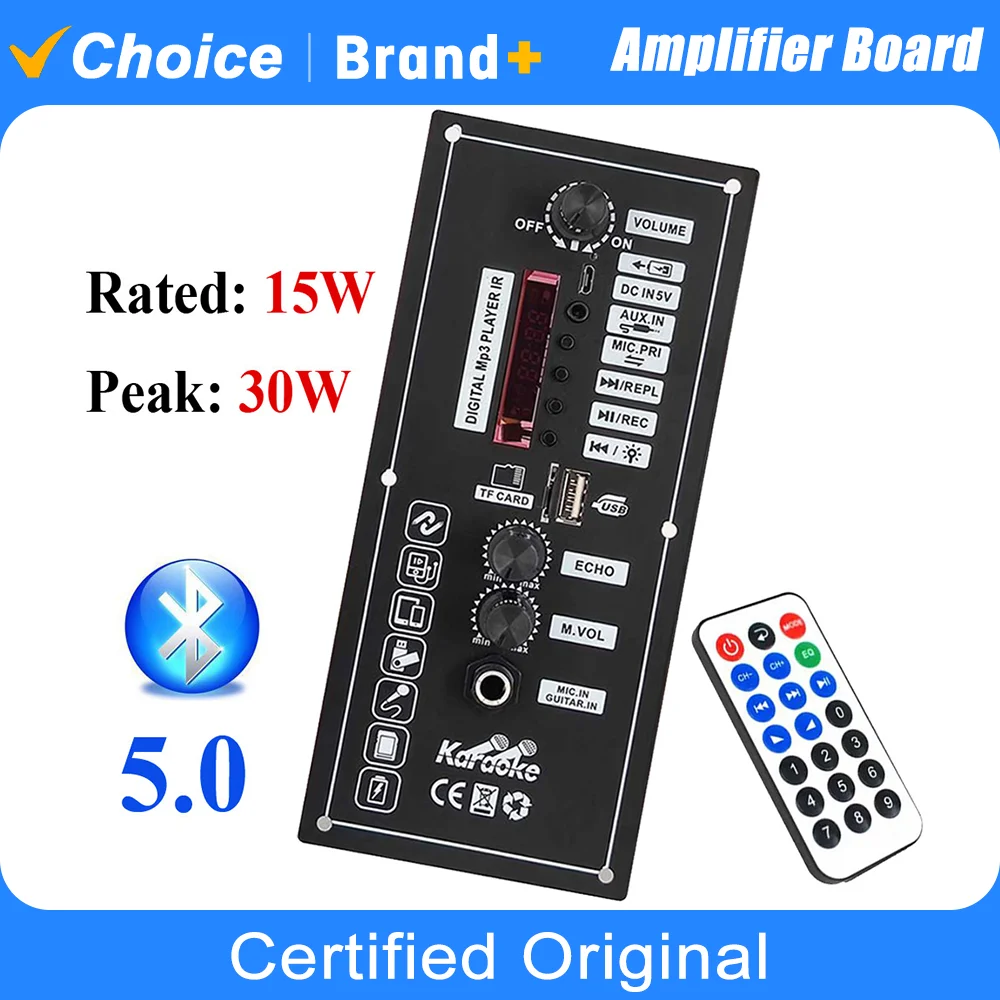 Płytka wzmacniacza 3,7V DC 5V z dekoderem MP3, pilotem, Bluetooth, AUX…