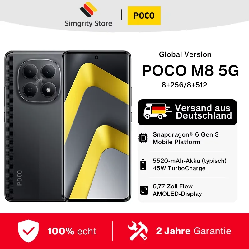 POCO M8 5G Procesor Snapdragon 6 Gen 3 Smartfon Wyświetlacz AMOLED 6,77…
