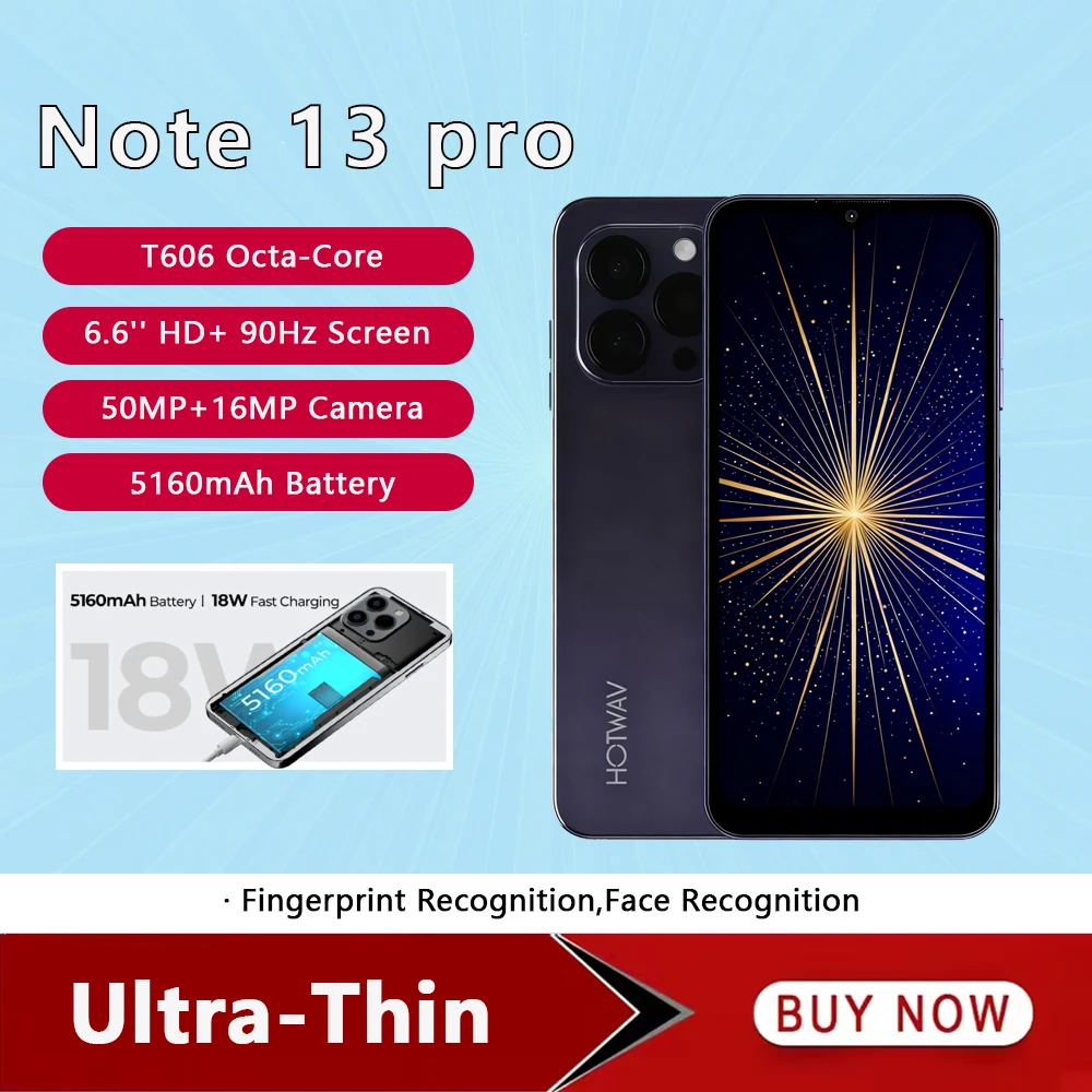 Smartfon HOTWAV Note 13 4G Android, ekran 6,6 cala HD+