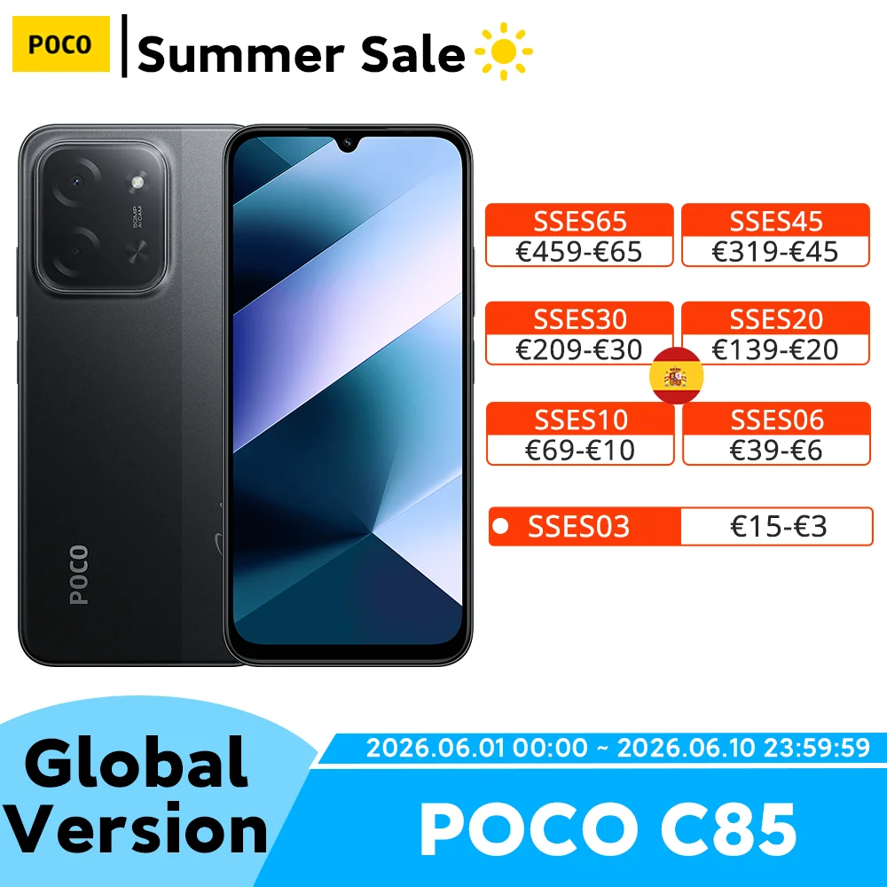 Smartfon POCO C85 w wersji globalnej, ekran Dot Drop 6,9 cala, podwójny…