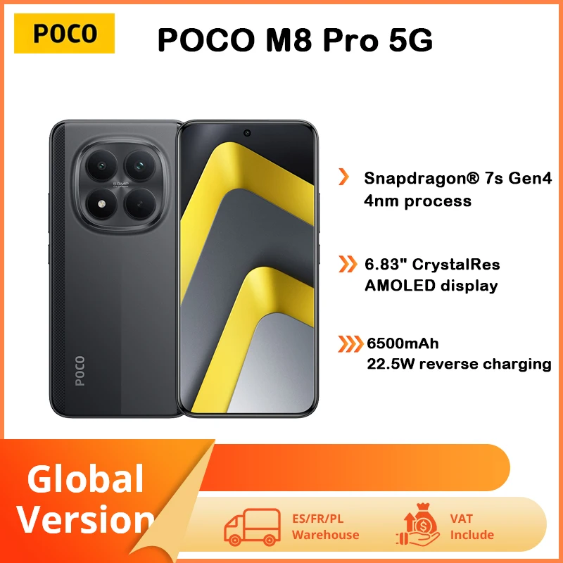Smartfon POCO M8 Pro 5G Snapdragon 7s Gen 4, ekran 6,83 cala 1.5K