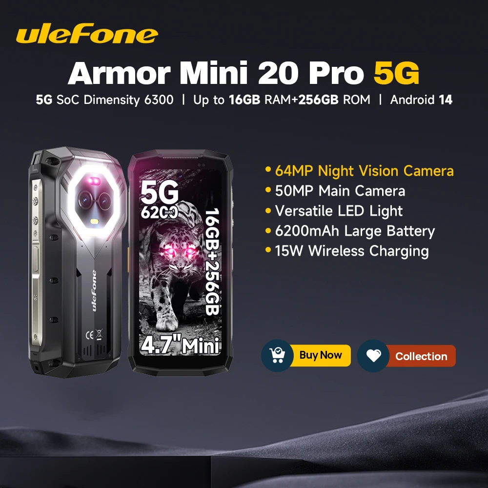 Ulefone Armor Mini 20 Pro 4,7-calowy wytrzymały telefon 5G Smartfon And…