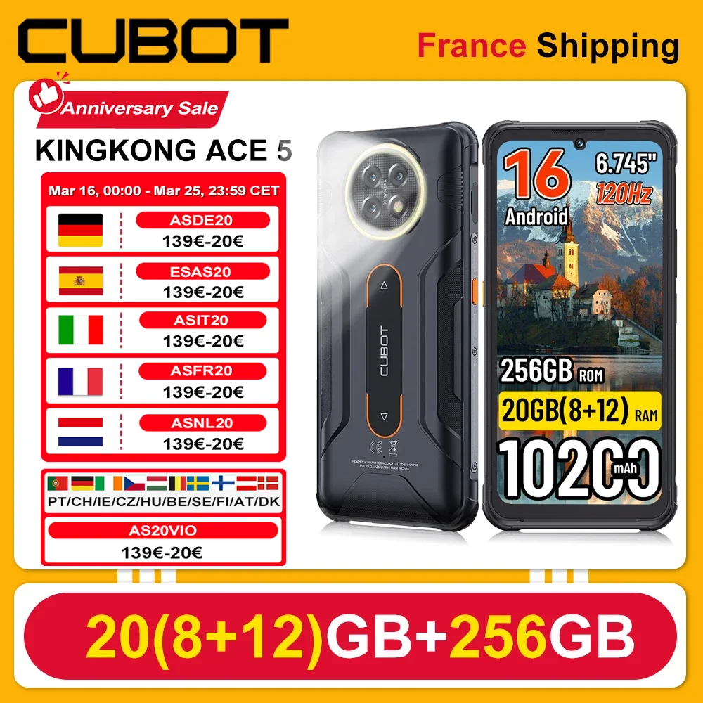 Wytrzymały smartfon Cubot KingKong ACE 5, (8+12) RAM