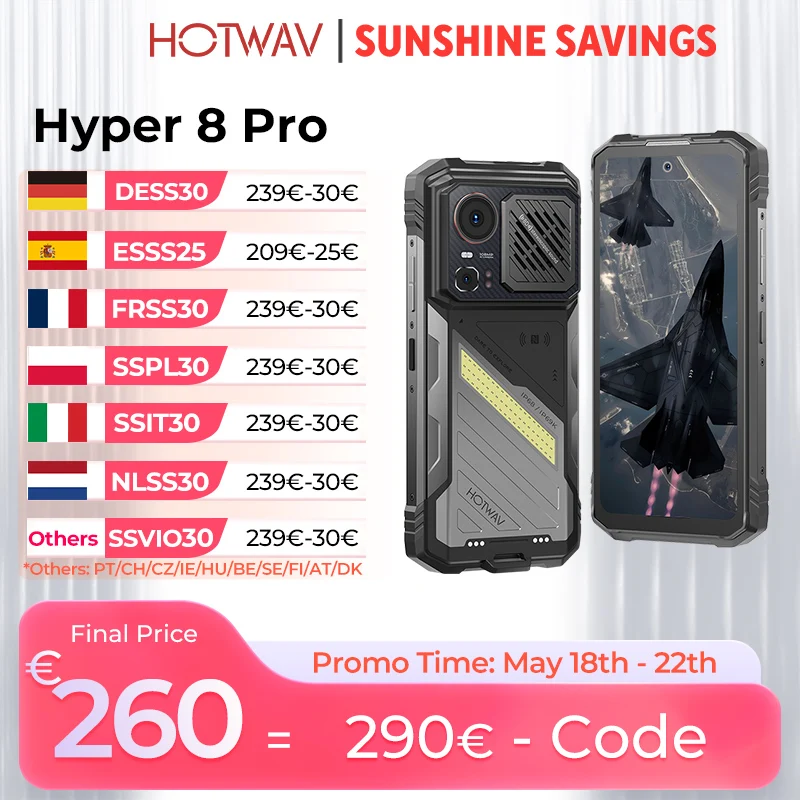Wytrzymały smartfon HOTWAV Hyper 8 Pro, głośnik 125dB, szybkie ładowani…