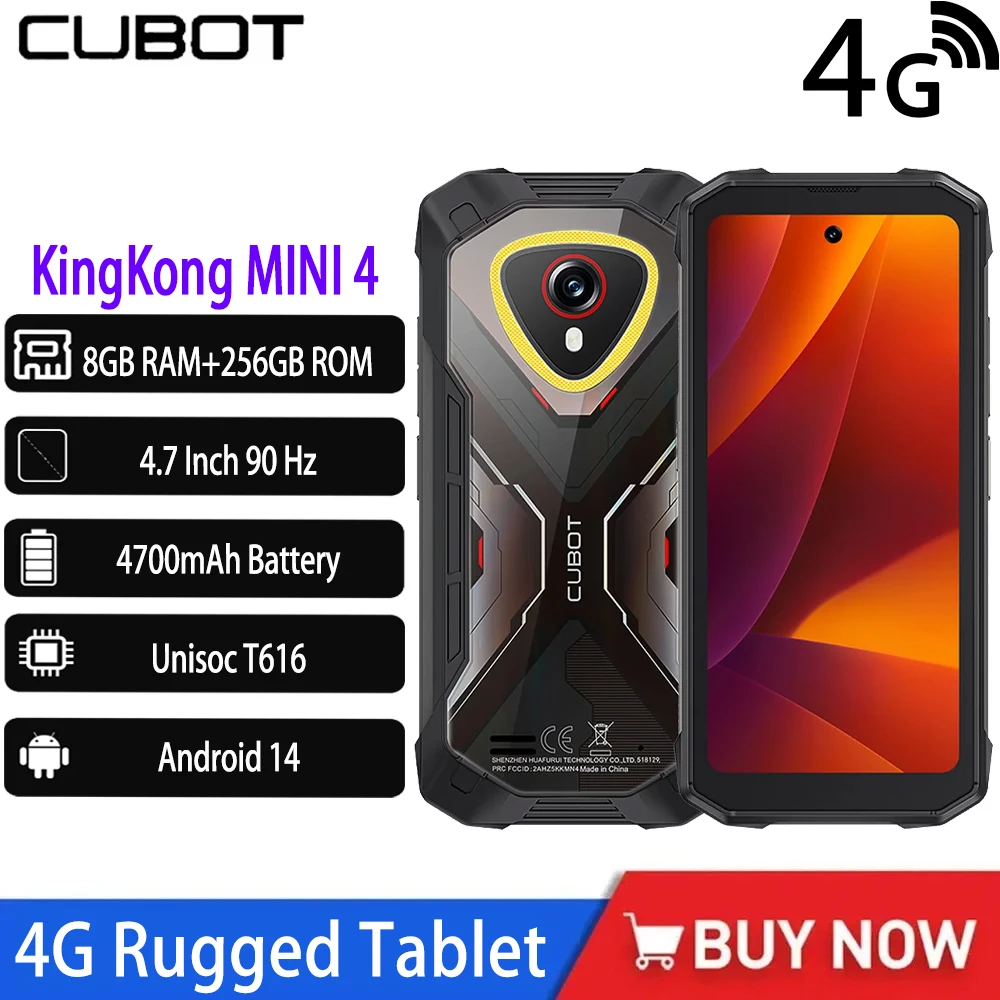 Wytrzymały Telefon Cubot KingKong MINI 4, Mini Telefon Komórkowy 4.7”