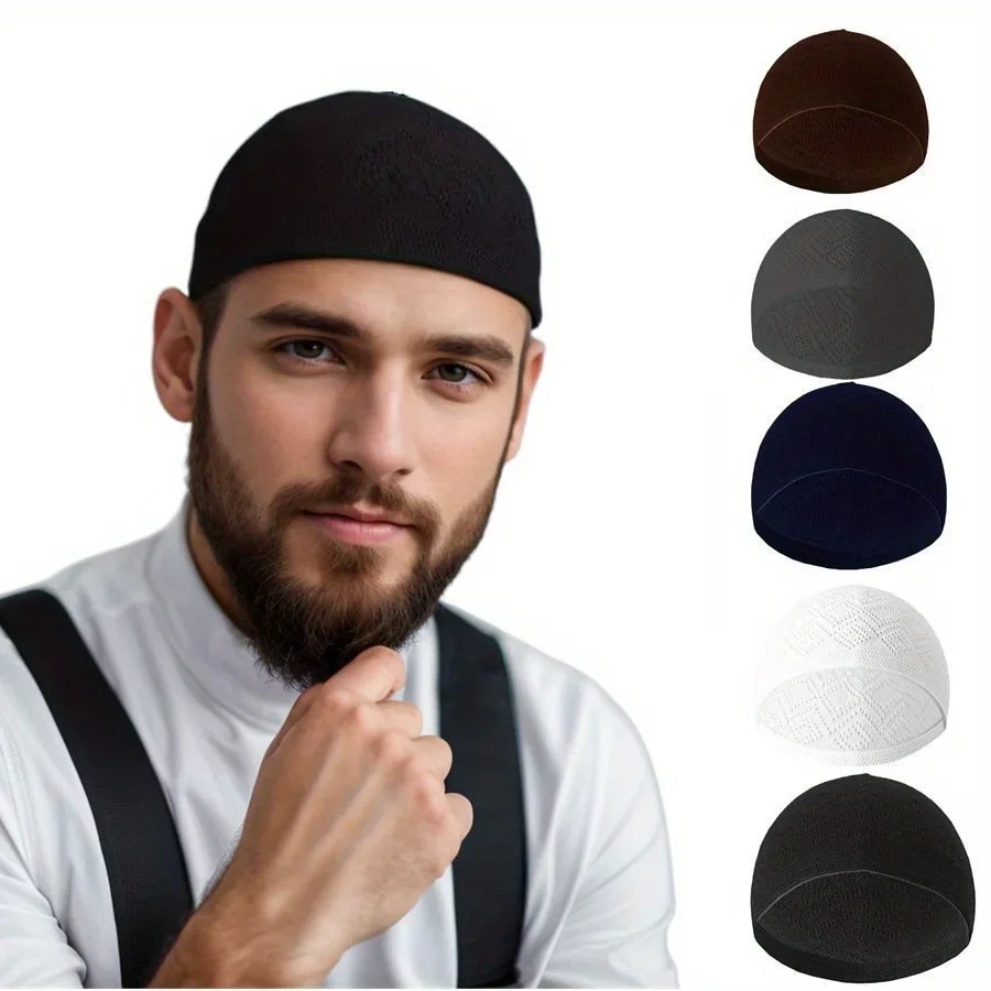 1 szt. Męska lekka, przewiewna siateczkowa arabska czapka do modlitwy, letnia czapka Mubarak, muzułmańska taqiyah na Ramadan, Eid, do noszenia na co dzień