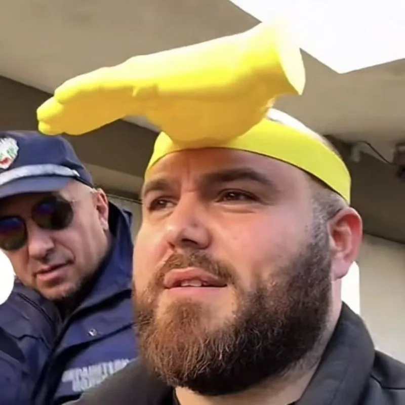 1 szt. Nowy, zabawny, gigantyczny kapelusz w kształcie dłoni, kreatywna czapka chroniąca przed promieniowaniem UV, regulowana opaska na głowę, nowatorski rekwizyt do zdjęć