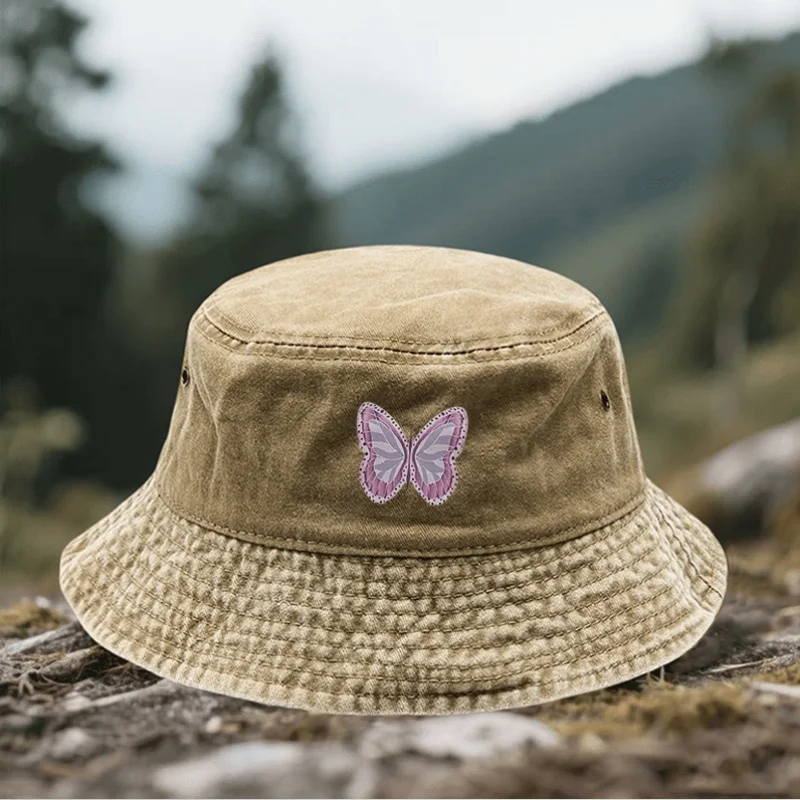 1 szt. Retro Kapelusz Rybacki z Efektem Prania, Wzór z Nadrukiem, Styl Vintage, Lekki Kapelusz typu Bucket, Kapelusz Wędkarski, Kapelusz Tata, Uniwersalny