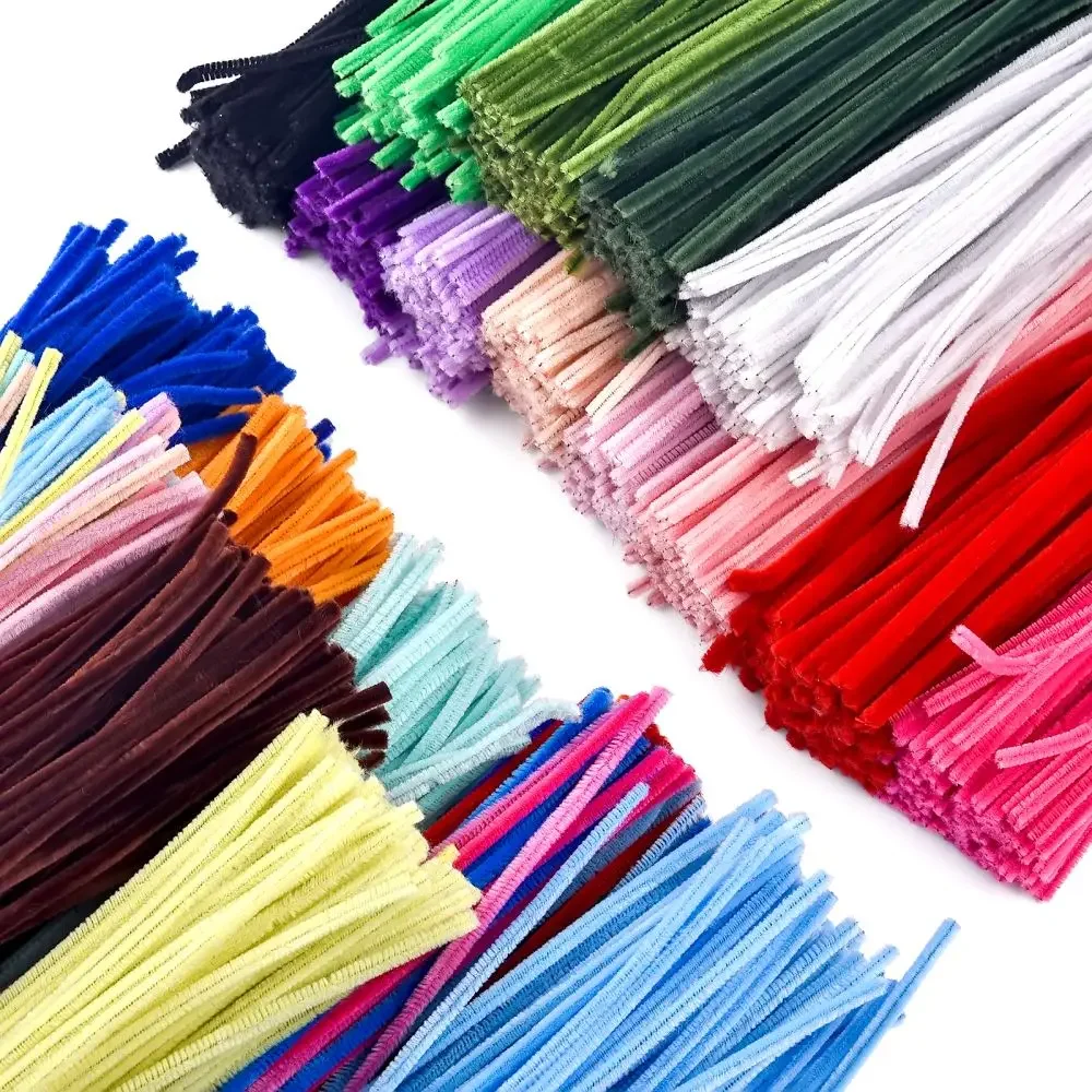 100 szt. Pluszowe Patyczki Skręcane Gałązki Sztuczne Filcowe Druty Rurki Zabawki dla Dzieci DIY Paski Kreatywne Materiały do Hobby Gałązka Żelazne Filcowe Druty