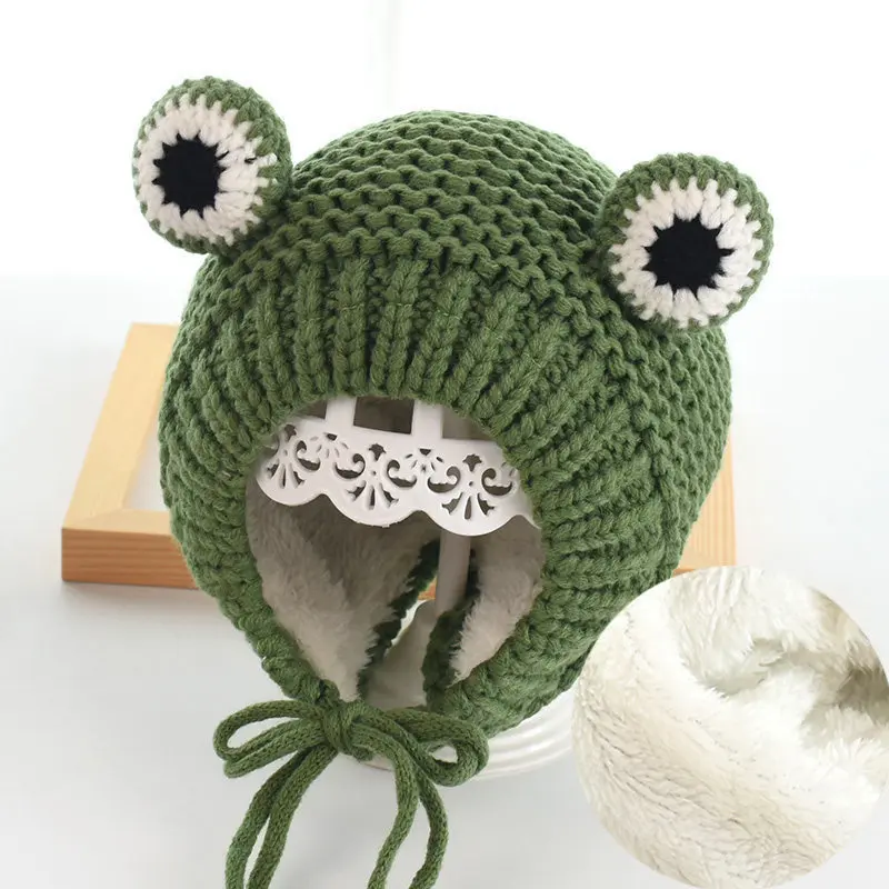 2019 jednokolorowa kreskówka żaba czapka zimowa ciepła czapka Skullies czapka czapka typu beanie dla dziecka chłopiec i dziewczynka 75