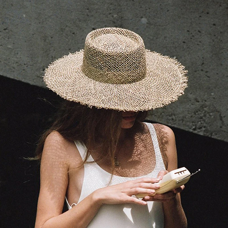 2023 Nowa moda damska Kapelusz przeciwsłoneczny Oddychające słomkowe kapelusze z daszkiem casual letni kapelusz plażowy z szerokim rondem Unisex Jazz słomkowy kapelusz na zewnątrz