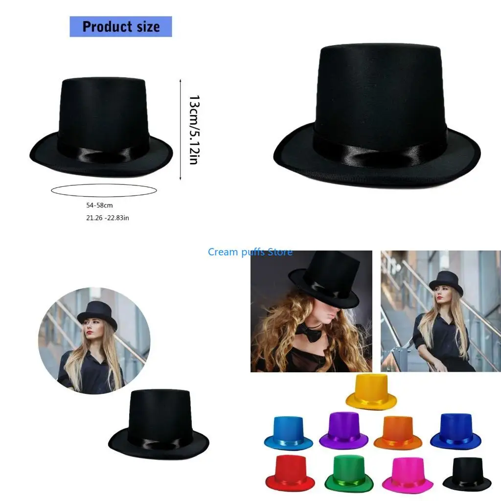 50LE Pokaz sceniczny Top Hat Wieczorna impreza Jazzowa Kapelusz Karnawałowa impreza Zdjęcie Kapelusz Nakrycia głowy