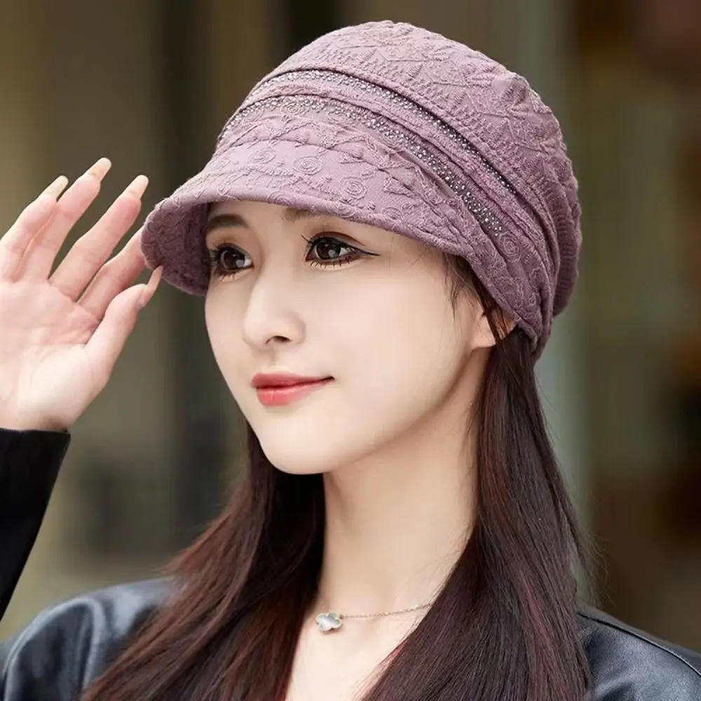 Ażurowa czapka beanie z kwiatowym haftem, oddychająca damska czapka baseballowa, codzienna chusta na głowę, turban, czapki beanie, kapelusz na jesień i lato Ażurowa czapka beanie z kwiatowym haftem, oddychająca damska czapka baseballowa, codzienna chusta na głowę, turban, czapki beanie, kapelusz na jesień i lato