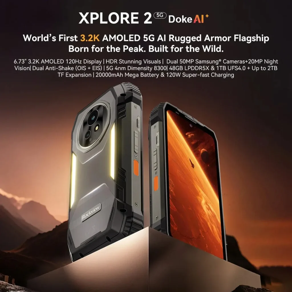 Blackview 6.73-calowy Wytrzymały Smartfon 5G AMOLED XPLORE 2 z Baterią…
