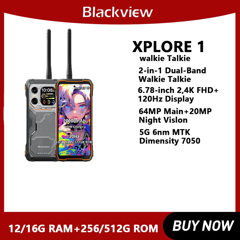 Blackview XPLORE 1 Walkie Talkie Wytrzymały Telefon z Ekranem 6,78”, 1…