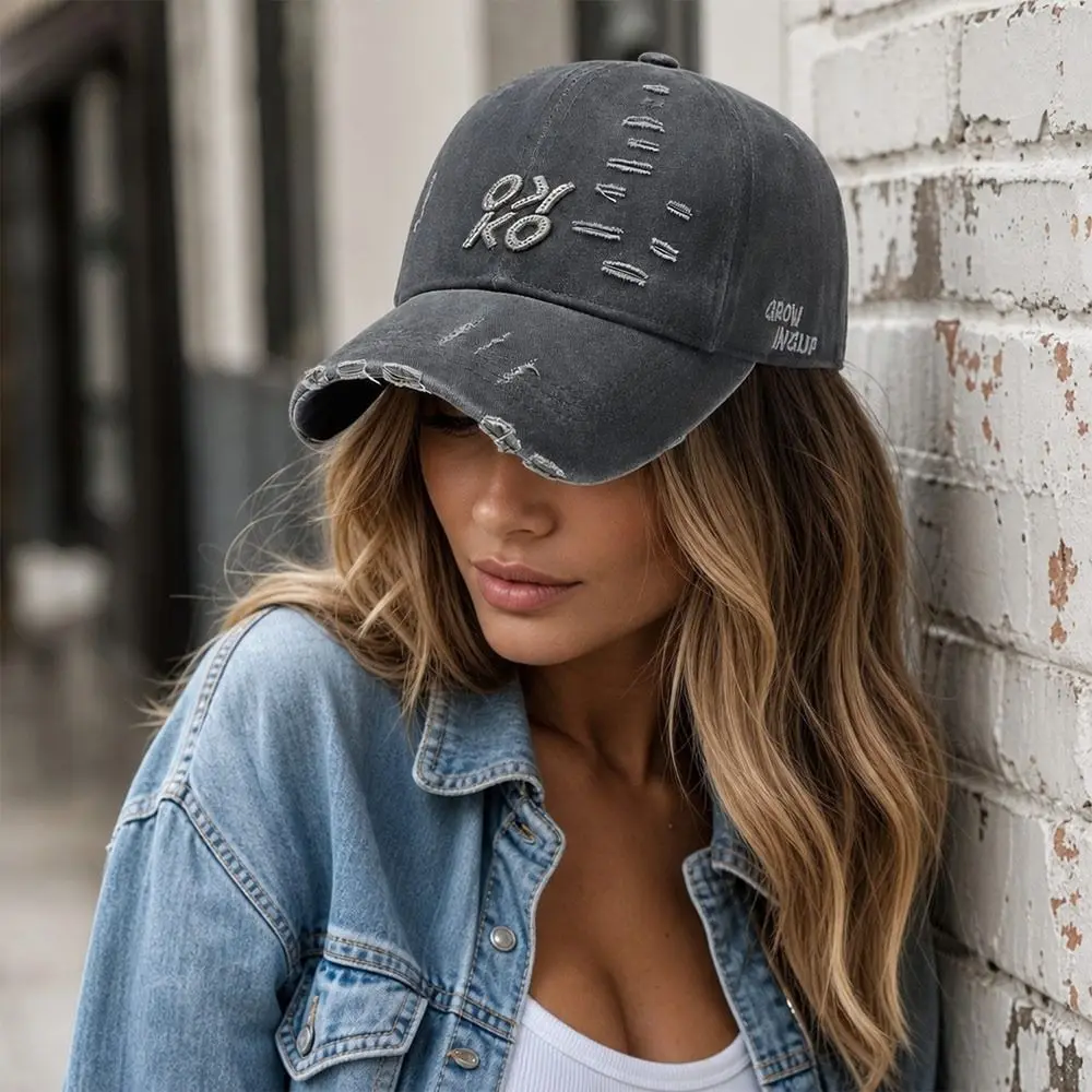 Casualowa czapka bejsbolówka w stylu hip-hop, bawełniana, oddychająca czapka przeciwsłoneczna z haftem, regulowana czapka typu snapback dla kobiet i mężczyzn