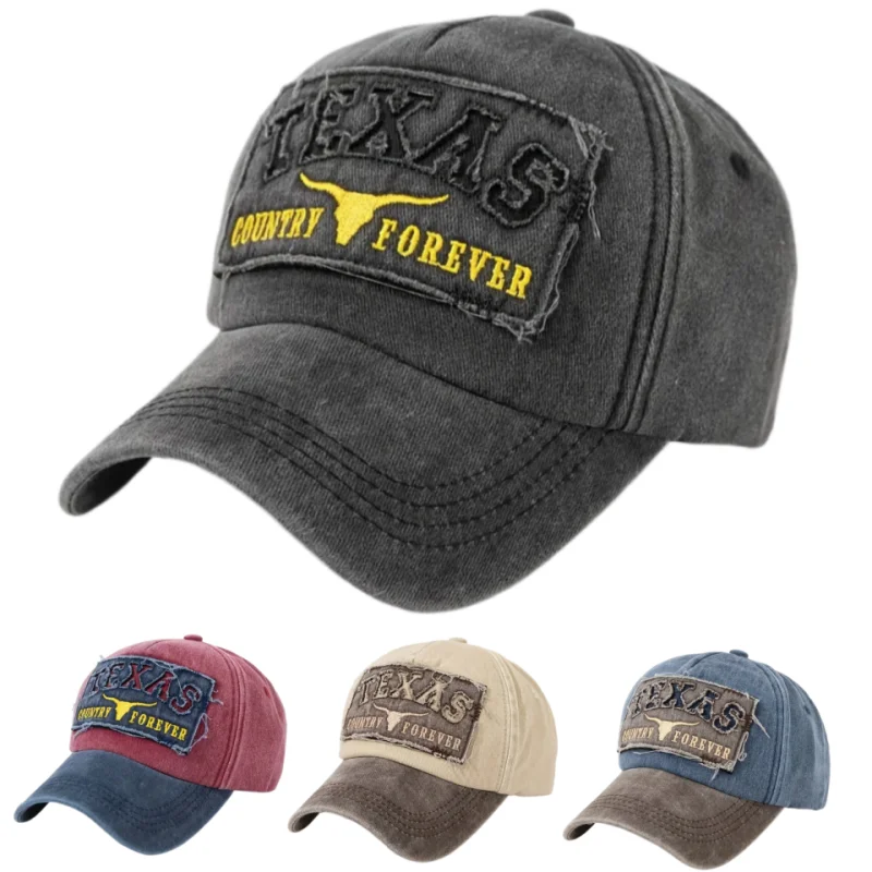 Czapka baseballowa Texas Country Forever, postarzana, sprana, typu trucker, vintage, haftowana czapka typu dad hat dla mężczyzn i kobiet